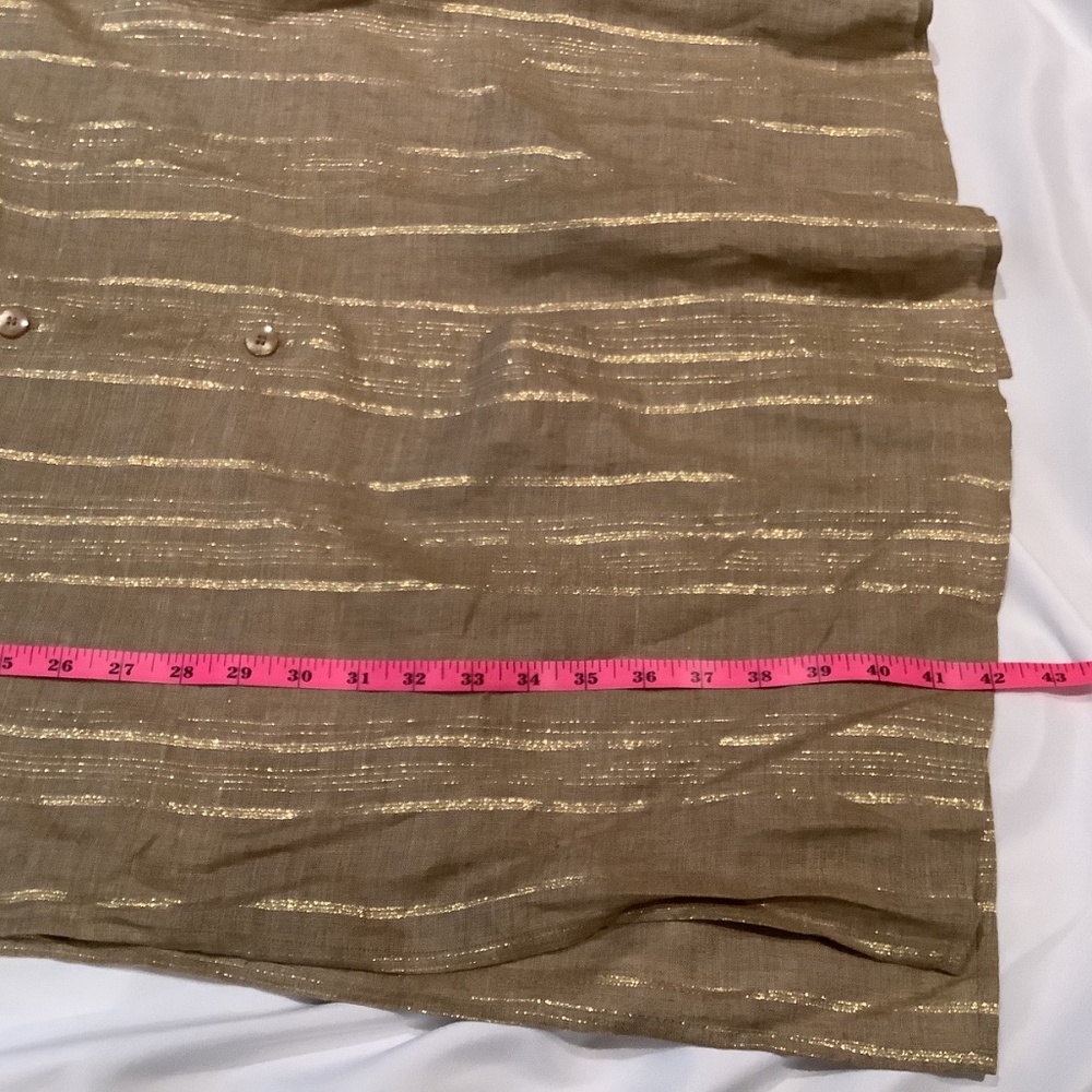 Rickie Freeman for Teri Jon 3-Piece Linen Metallic Casual Pant Suit Set, Size 12 - Picture 14 of 16